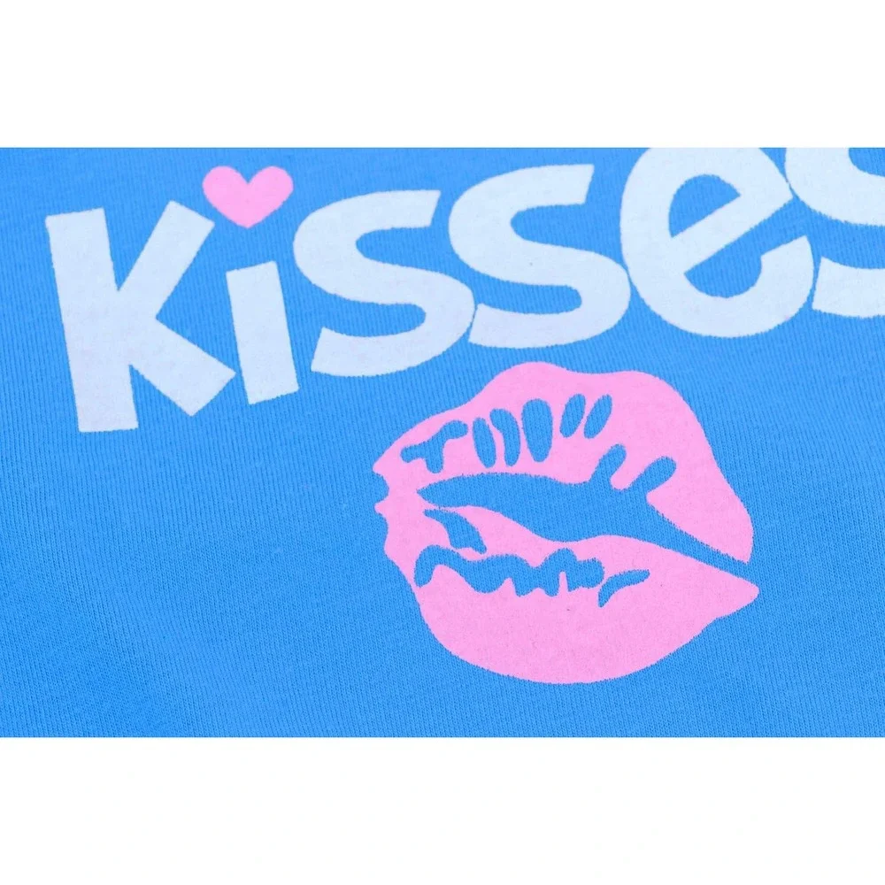 I Give Free Kisses Blue Pet T-Shirt Large‎ Dog Cat Graphic Tee Love Hearts Puppy